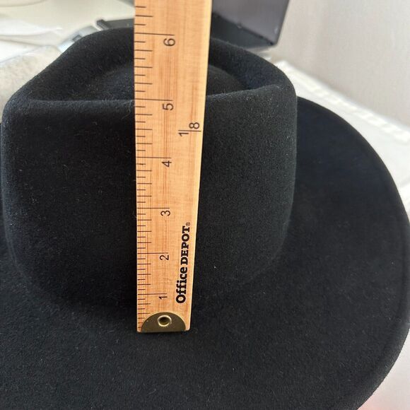 NWOT Sturdy Black Teardrop Round Wide Brim Wool Fedora Unisex - Picture 14 of 15